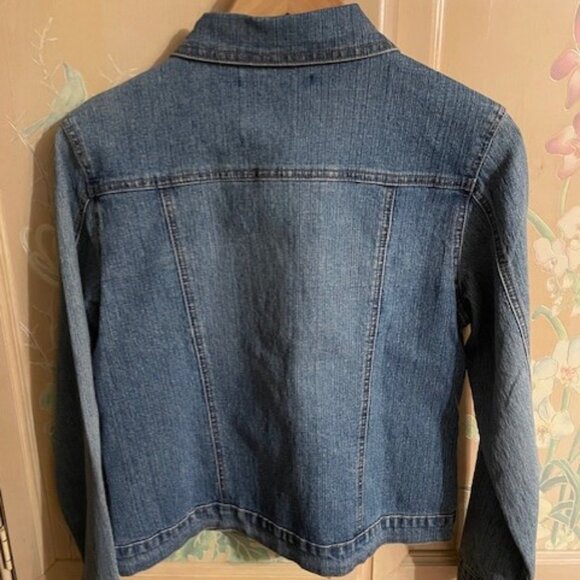 Adolfo Jeans Denim Jacket with Crystal & Rhinestones Embellishments Fits S to M - Picture 5 of 6